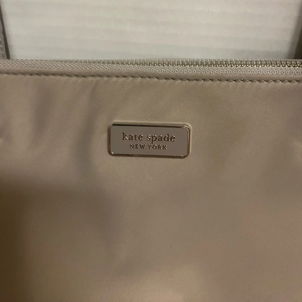 kate spade taupe beige nylon tote
